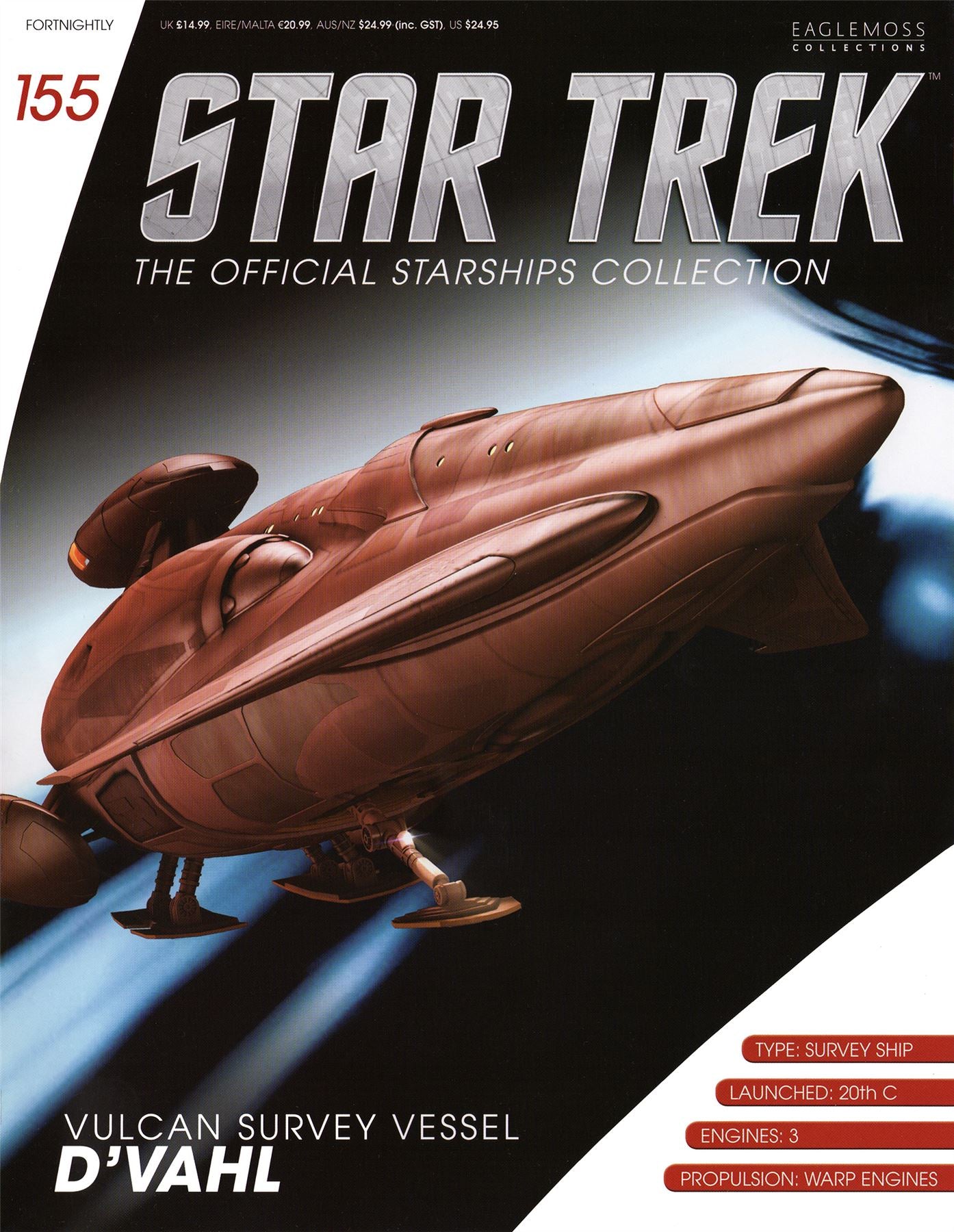 #155 Vulcan Survey Vessel D'Vahl Model Die Cast Ship (Eaglemoss / Star Trek)