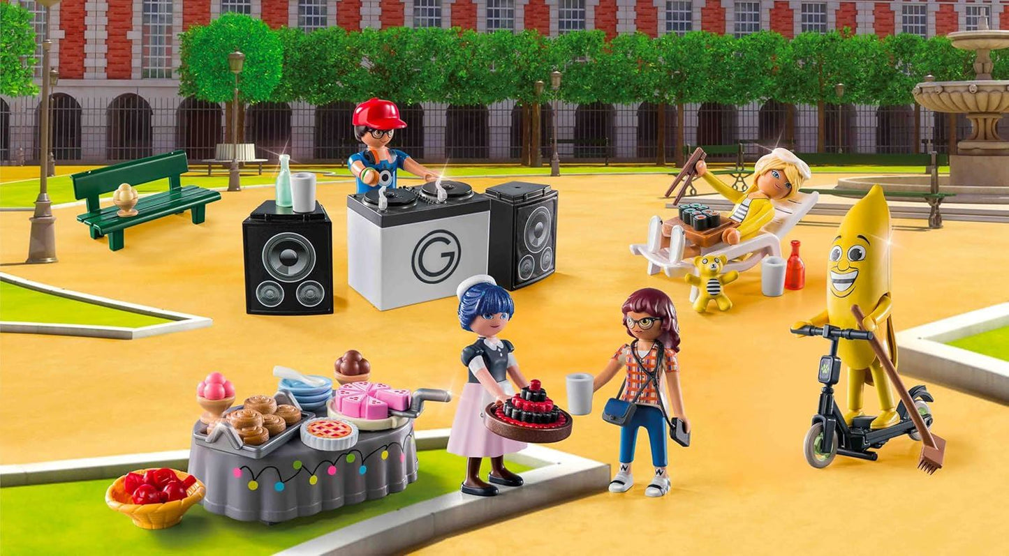 PLAYMOBIL 71344 Miraculous: Picnic in Paris Advent Calendar – 24-Day Holiday Countdown with Marinette & Friends in Paris Park