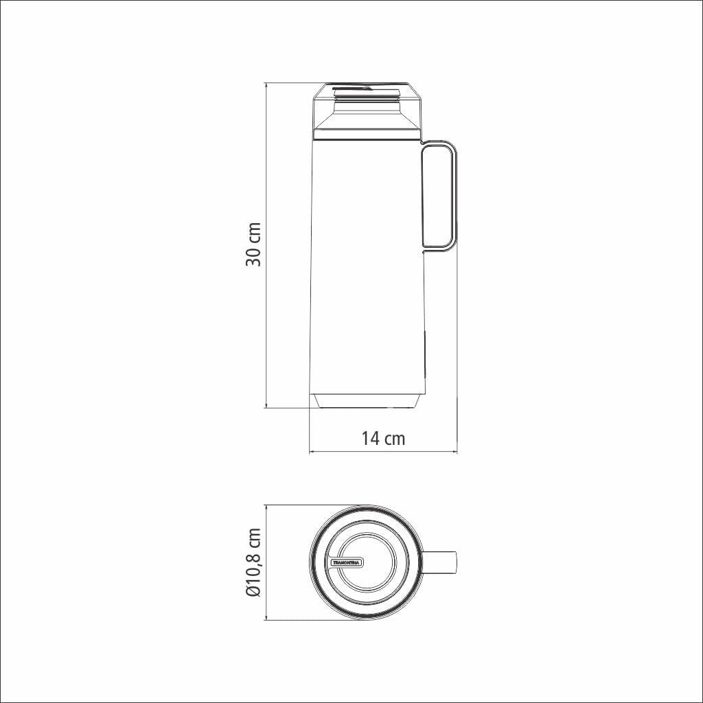 Tramontina Exata 1L Thermal Flask 61637/108 – Beige Glass-Lined Vacuum Insulated Bottle Carafe with Cup Lid for Hot & Cold Drinks