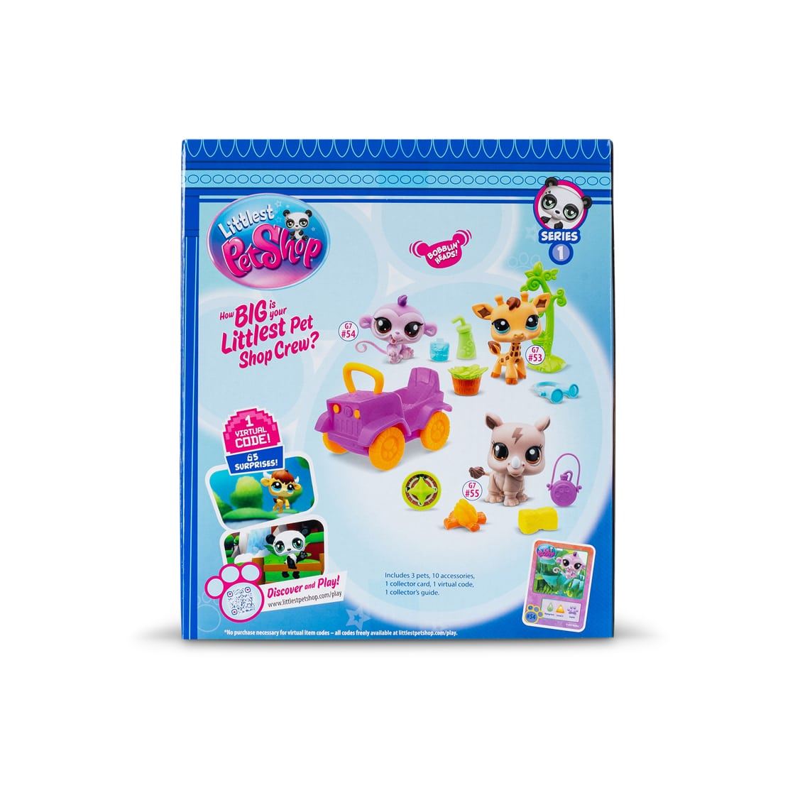 Safari Play Pack 00524 Littlest Pet Shop Set with 3 Animals & Safari Accessories | Collectible LPS Figures