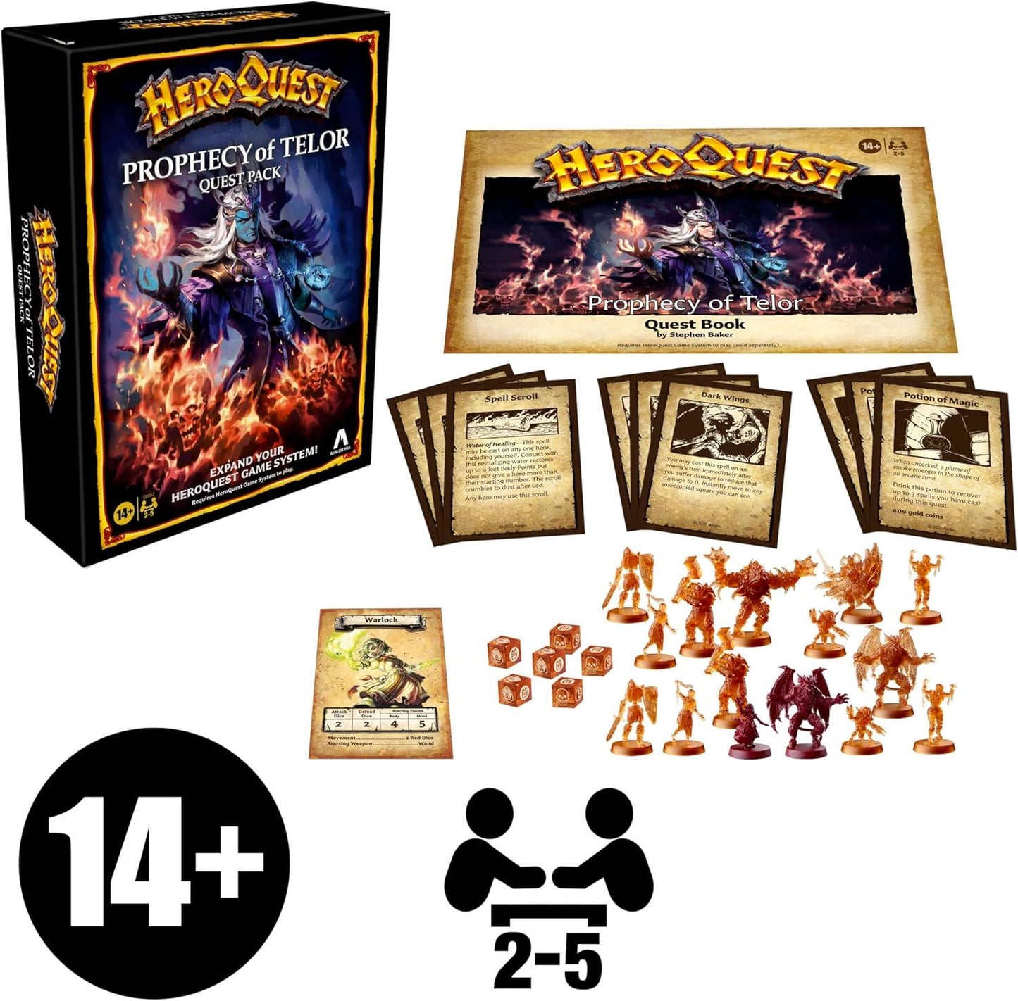 HeroQuest Prophecy of Telor Quest Pack G0052 – Avalon Hill Expansion Set with New Quests, Miniatures & Game Content