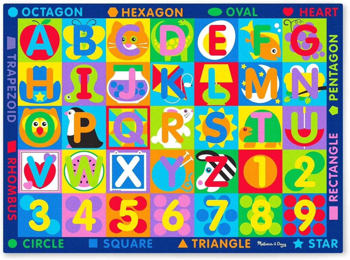 Jumbo Activity Rug ABC 123 with 36 Playing Cards 96239 – Melissa & Doug Large Educational Alphabet & Number Play Mat for Kids
