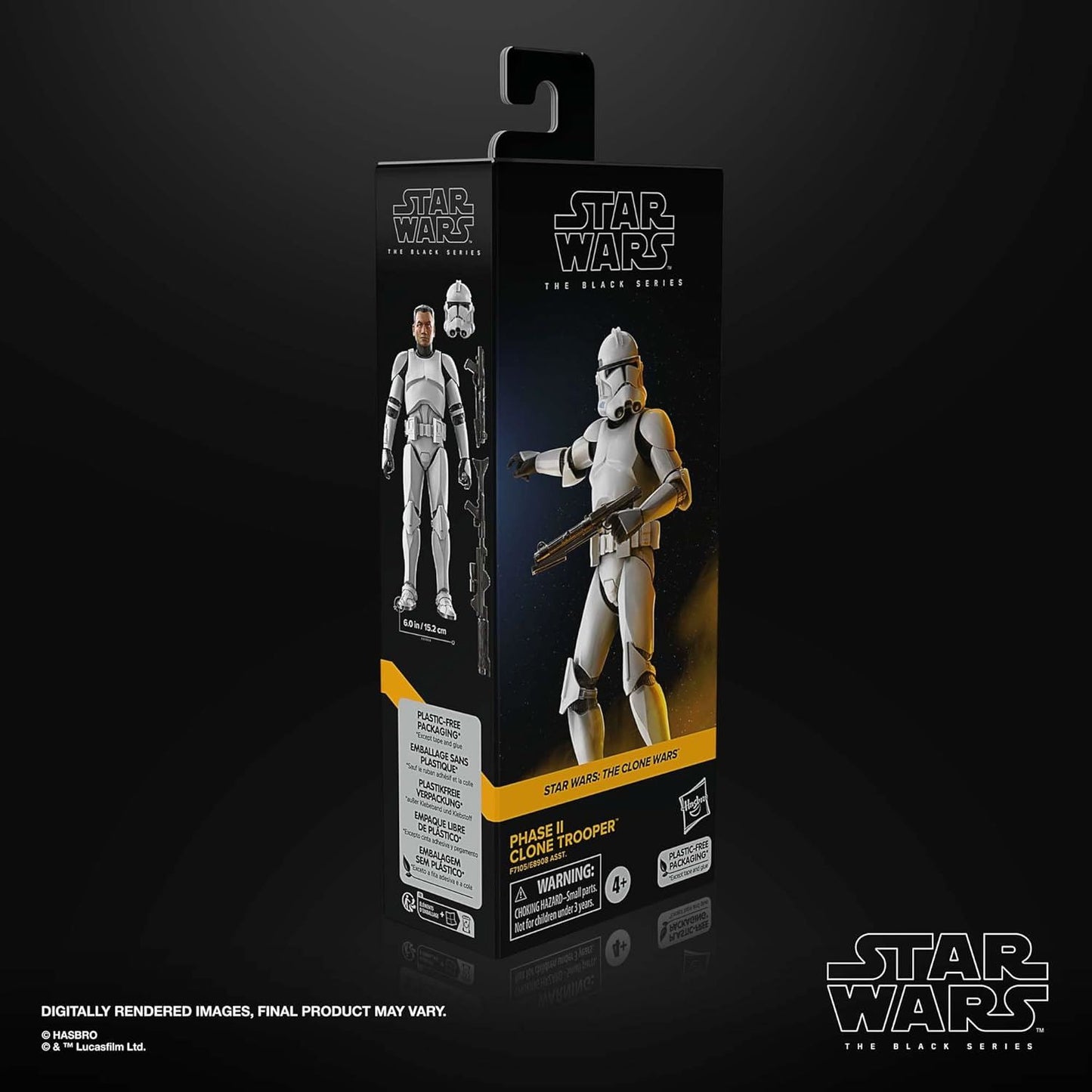 Phase II Clone Trooper 6″ Action Figure – Star Wars The Black Series F7105 (The Clone Wars) by Hasbro | Premium Collector Trooper with Accessories