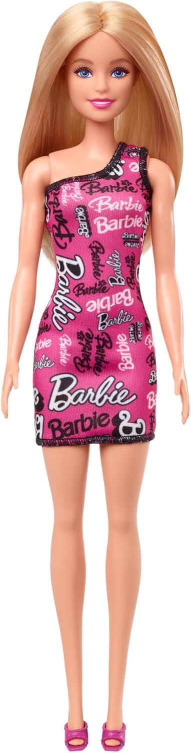 Barbie Fashion Doll with Straight Blonde Hair Pink Dress & Shoes HRH07