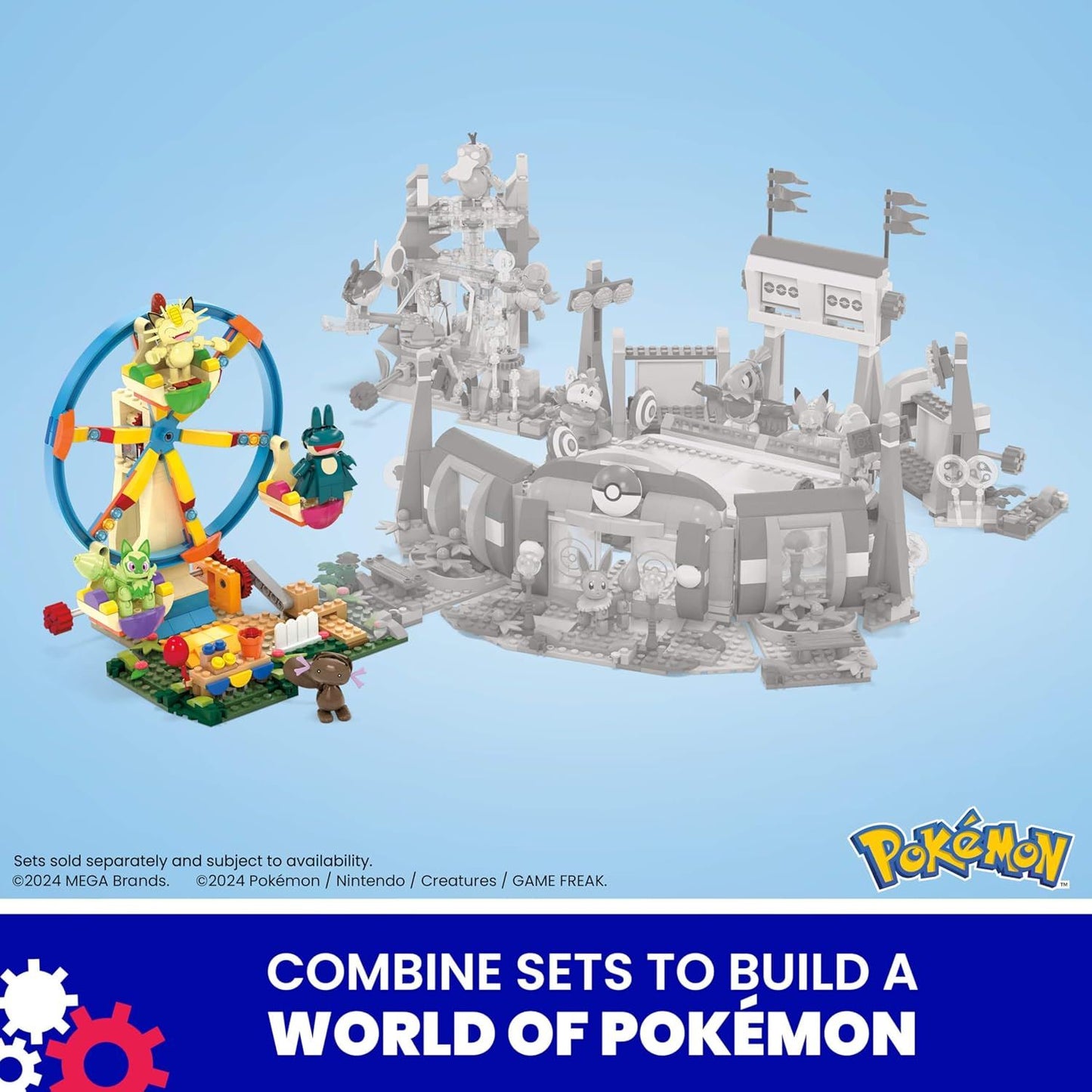Ferris Wheel Fun HXF80 – MEGA Pokémon Building Toy Kit | Buildable Ferris Wheel Playset with Pikachu & Themed Accessories