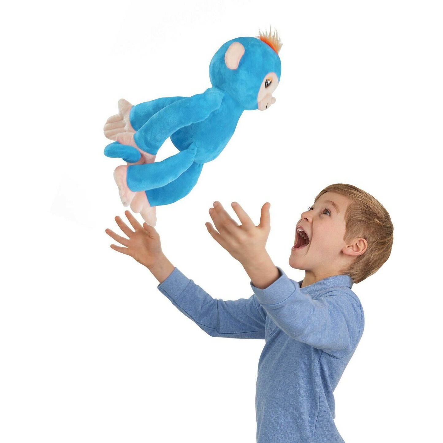 Fingerlings HUGS BORIS (Blue) Advanced Interactive Plush Baby Monkey Pet WowWee