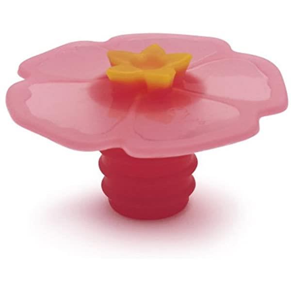 Charles Viancin Bottle Wine Stopper Pink Hibiscus Flower BPA Free Silicone